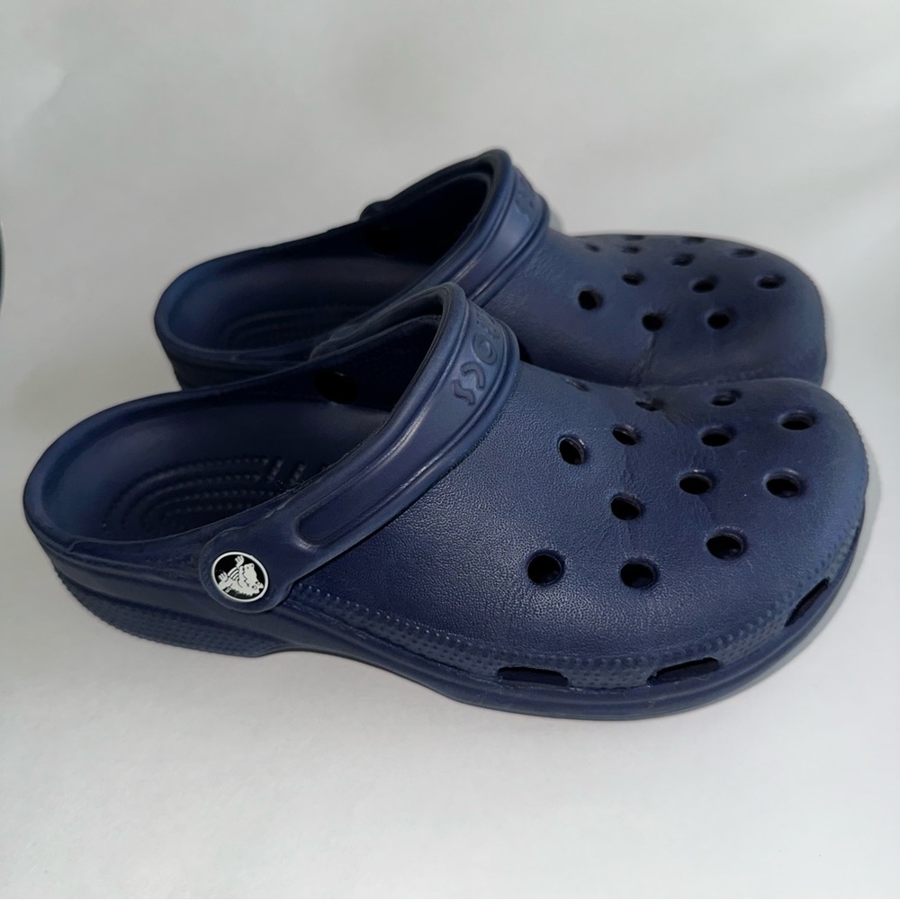 CROCS navy blue Clogs Waterproof Slip On water Shoes flip back strap W7 M5
